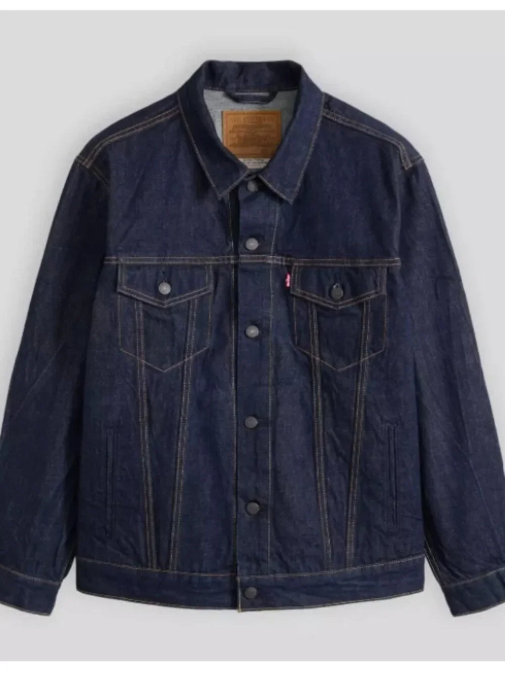 Levi's Premium Men's Trucker Denim Jacket Relaxed Dark Wash 100% Cotton Size L